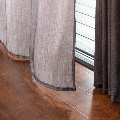 Gradient Ombre Brown and Flax Sheer Polyester Curtain Panels