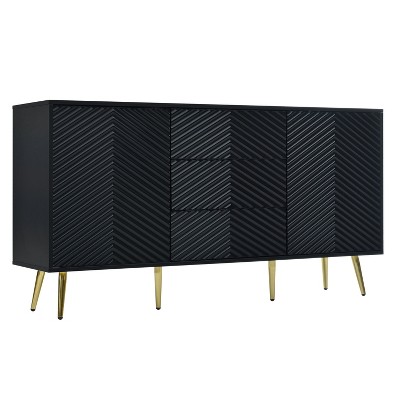 NicBex Modern Sideboard Buffet Cabinet with 2 Doors & 3 Drawers for Kitchen,Living Room,Black