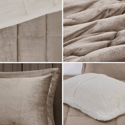 Full Taupe/Ivory Reversible Down Alternative Bedspread Set