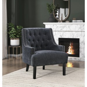 NicBex 1pc Accent Chair with  Button Tufted Textured Fabric Solid Wood Lounge Chair Reading Chair Comfy Chair for Living Room Bedroom Studio - 1 of 4