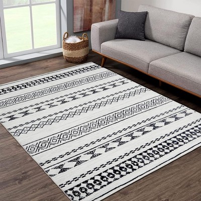 Moroccan Area Rug Washable Rug Soft Non Slip Low Pile Printed Geometric Trellis Rugs for Bedroom Living Room