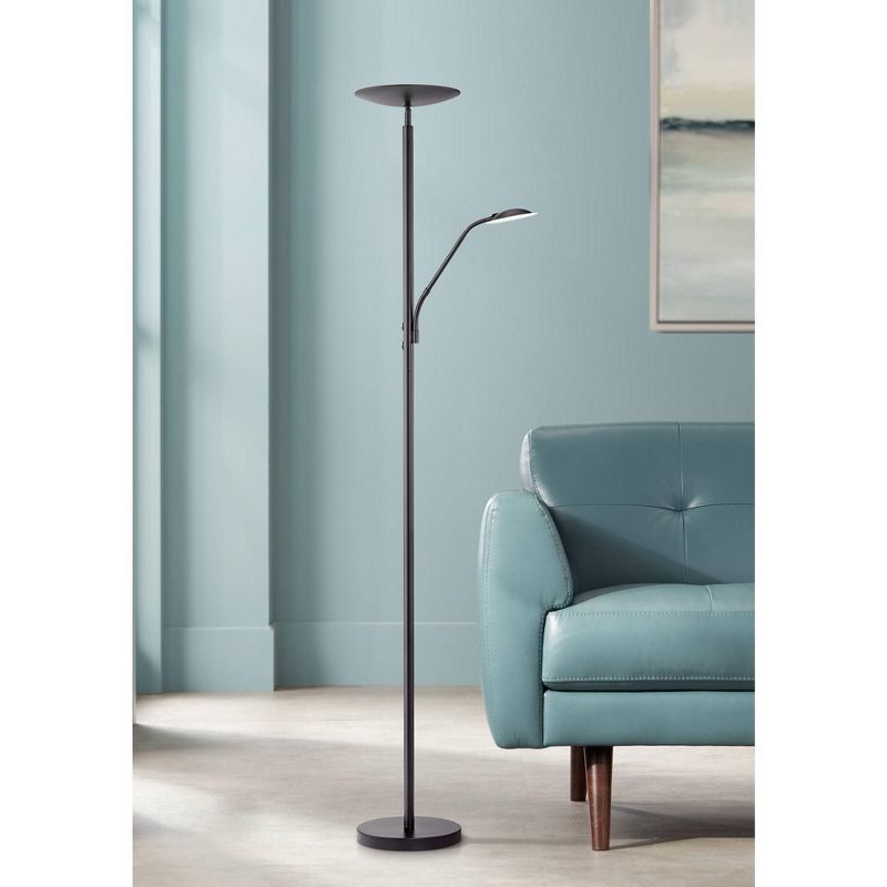 360 Lighting Modern Floor Lamp with Reading Light LED 71.5" Tall Decker Black Metal Acrylic Diffuser for Living Room Reading Office, 2 of 10