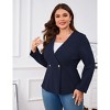 Plus Size Women's V-Neck Blazer, 3/4 Sleeve Two-Button Tummy Control Slim Fit Suit Jacket for Work - 3 of 4