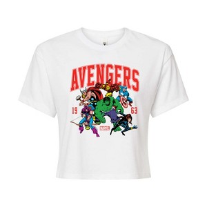 Women's - Marvel - Avengers Collegiate Cropped Graphic T-Shirt - 1 of 4