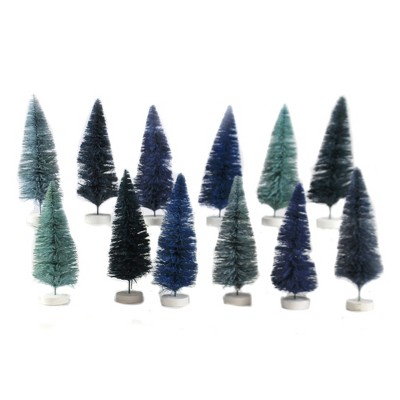 Christmas 6.0" Rainbow Trees Blue Bottle Brush  -  Decorative Figurines