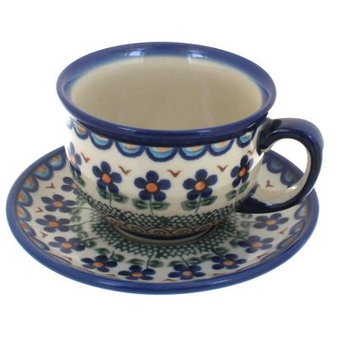 Blue Rose Polish Pottery Aztec Flower Cup & Saucer : Target