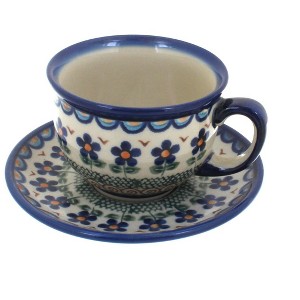 Blue Rose Polish Pottery 33 Vena Cup & Saucer - 1 of 1