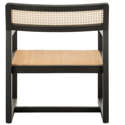 Black and Natural Wood Cane Accent Arm Chair