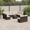 vidaXL 12 Piece Patio Sofa Set with Cushions Poly Rattan - Brown and Cream With Table - 2 of 4