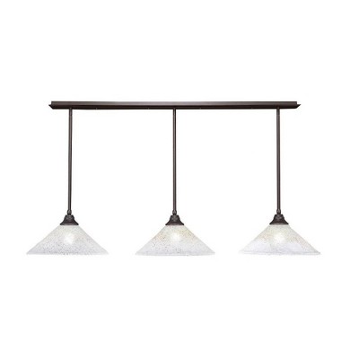 Toltec Lighting Stem 3 - Light Chandelier in  Dark Granite with 16" Gold Ice Shade