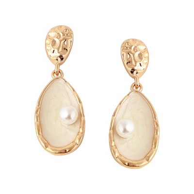 SOHI Women's Gold Dented Drop Earrings