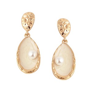 SOHI Women's Gold Dented Drop Earrings - 1 of 3