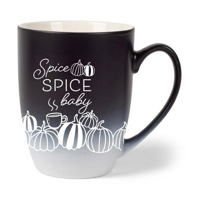 Elanze Designs Spice Spice Baby Two Toned Ombre Matte Black and White 12 ounce Ceramic Stoneware Coffee Cup Mug