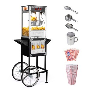 ROVSUN Popcorn Machine with Cart, Wheels & 8 Oz Kettle Makes Up to 32 Cups, Popcorn Maker w/ Candy Dispensers for Commercial Home Movie Theater - 1 of 4