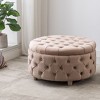 WestinTrends Round Velvet Tufted Storage Ottoman for Living Room Bedroom - 2 of 4