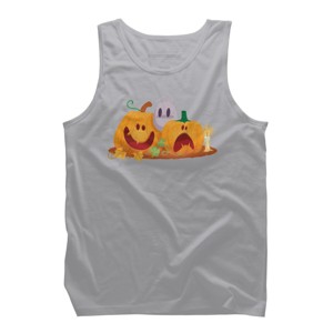 Men's Design By Humans Halloween Cartoon Pumpkins And Ghost By VectorVillain Tank Top - 1 of 4