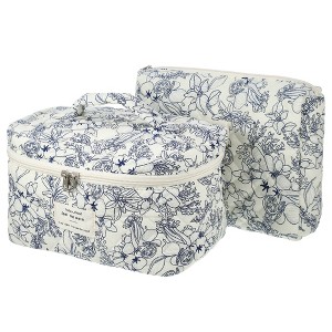 Unique Bargains Women's Quilted Makeup Bag Large Capacity Cosmetic Bag White 2 Pcs - 1 of 4