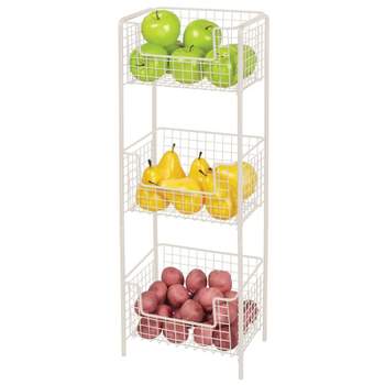 mDesign Steel Freestanding 3-Tier Kitchen Organizer Tower with Baskets