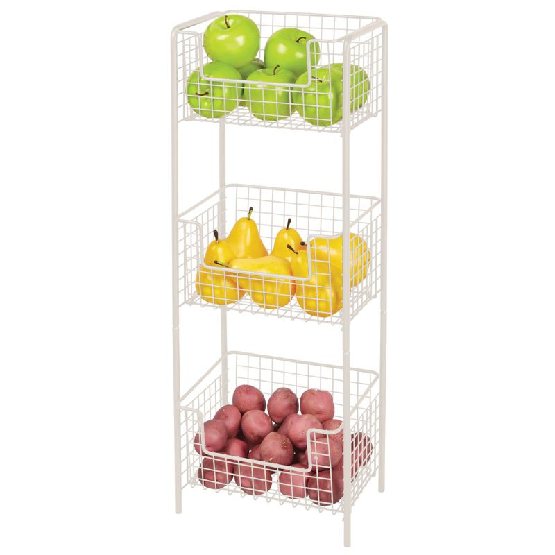 mDesign Steel Freestanding 3-Tier Kitchen Organizer Tower with Baskets, 1 of 4