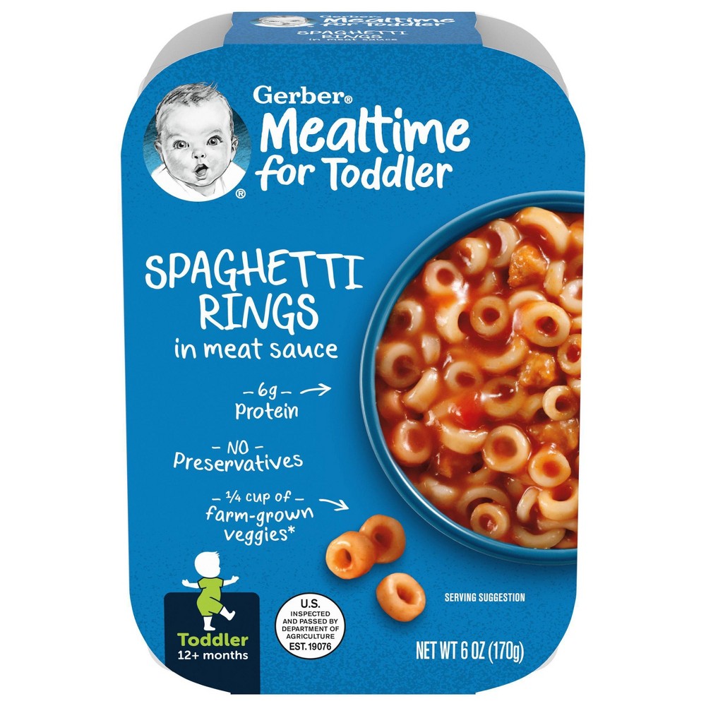 ( best by 09 Apr 2024 ) Gerber Toddler Spaghetti Rings in a Meat Sauce Baby Meals - 6oz