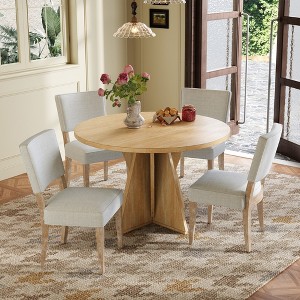 GlasFlength Dining Sets, Stylish and Functional for Family Meals, Designs for Kitchen, Dining Room, Ideal for Gatherings, Beige,47”*29.5”*30.7" - 1 of 4