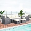 Outsunny 6-Piece Outdoor Rattan Patio Sectional Sofa Set with 3-Seat Couch 2 Recliners 2 Ottoman Footrests Coffee Table Conversation Set - 2 of 4