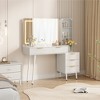 48" Fluted Vanity Desk w/ 36" HD Lighted Mirror, Glass Top, 5 Drawers & 3-Tier Shelves - Modern Makeup Dressing Table w/ Charging Station - 3 of 4