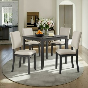 SereneCUSH Set of 4 16.5"W Wooden Dining Chairs, Kitchen Chair with Padded Seat Fabric/Faux Leather, Upholstered Side Chair for Kitchen Dining Room - 1 of 4