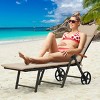 Tangkula 2PCS Folding Outdoor Rattan Chaise Lounge Chair Cushioned Recliner with Wheels& Cushions - 3 of 4