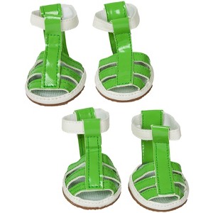 Pet Life Buckle-Supportive PVC Waterproof Pet Dog Shoes Sandals - Set Of 4, LG, Blue - 1 of 4
