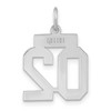 Black Bow Jewelry Sterling Silver, Athletic Collection, Small Polished Number 02 Pendant - 3 of 4