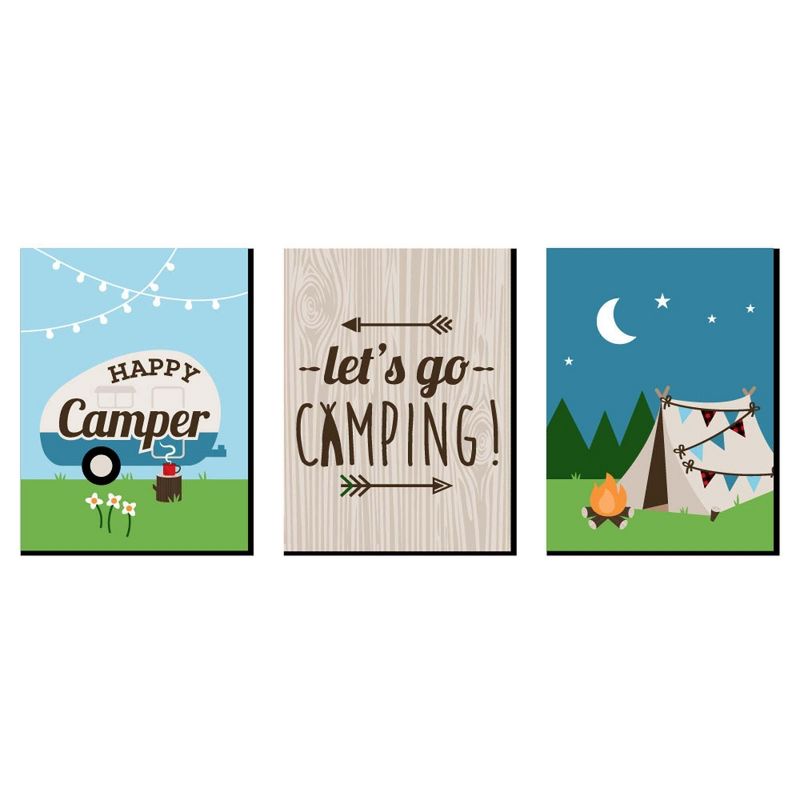 Big Dot of Happiness Happy Camper - Nursery Wall Art, Kids Room Decor and Camping Home Decorations - Gift Ideas - 7.5 x 10 - Set of 3 Prints, 1 of 8
