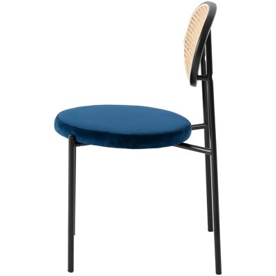Black Velvet and Rattan High Back Side Chair Set