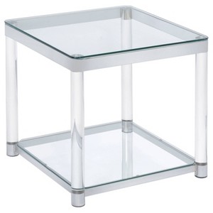 Anne Acrylic End Table with Glass Top and Shelf Chrome - Coaster - 1 of 4