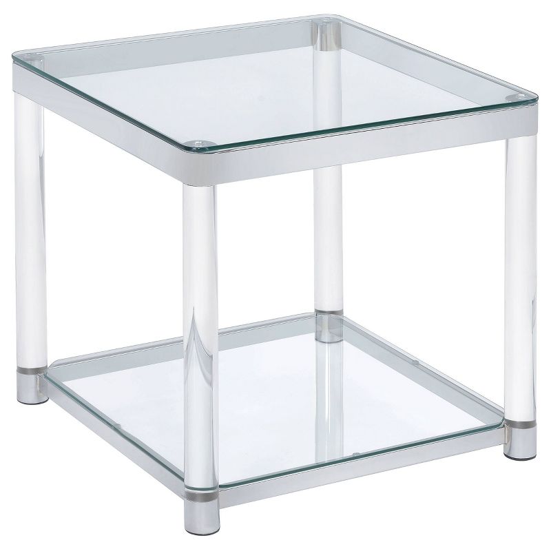 Anne Acrylic End Table with Glass Top and Shelf Chrome - Coaster, 1 of 5