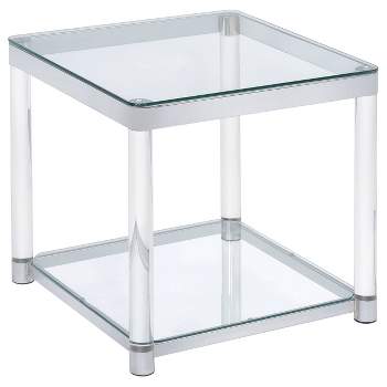 Anne Acrylic End Table with Glass Top and Shelf Chrome - Coaster
