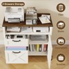 Lateral File Cabinet for A4/Letter Size Hanging Files, Large Wood Storage Cabinet Printer Stand, White - 3 of 4