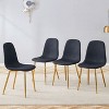 CAVINAS Set of 4 Modern Linen-Cotton Dining Chairs, Kitchen Side Chair with Gold Metal Legs - 2 of 4