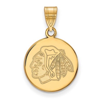 Black Bow Jewelry 10k Yellow Gold Chicago Blackhawks NHL Medium Pendant