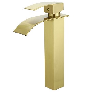 BWE Waterfall Single Hole Single Handle Bathroom Vessel Sink Faucet With Pop-up Drain Assembly - 1 of 4