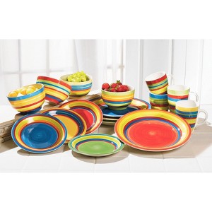 BrylaneHome Santa Fe Hand-Painted Striped Stoneware Dinnerware - 1 of 4