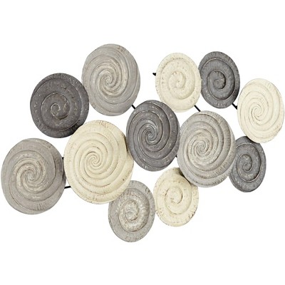 Gray and Ivory Spiral Circles Metal Wall Sculpture