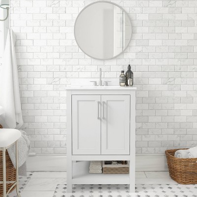 Vivien 24" White Composite Freestanding Bathroom Vanity with Ceramic Sink