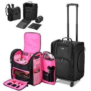 Byootique Rolling Makeup Train Case & Backpack Kit w/ 7 Toiletry Bags Artist - 1 of 4