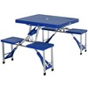 Outsunny Portable Foldable Camping Picnic Table Set with Four Chairs and Umbrella Hole, 4-Seats Aluminum Fold Up Travel Picnic Table - 4 of 4