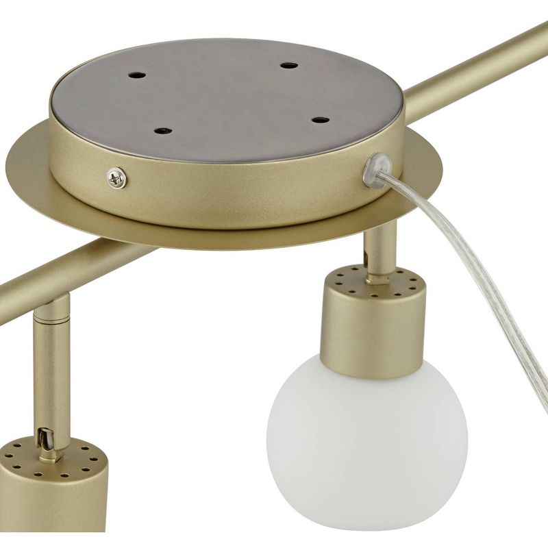 Pro Track Globe 4-Head LED Ceiling Track Light Fixture Kit Plug In Corded Adjustable Gold Brass Finish Modern Kitchen Bathroom Dining 31 3/4" Wide, 5 of 10