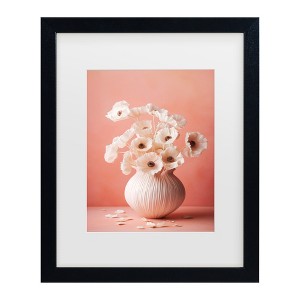 Trademark Fine Art - Treechild  White Poppy On Coral Background Matted Framed Art - 1 of 4