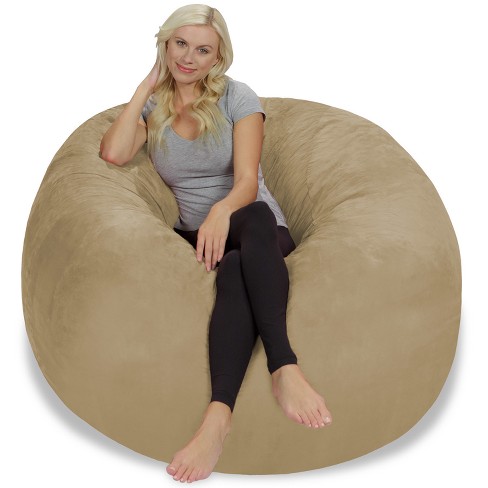 5' Large Bean Bag Chair With Memory Foam Filling And Washable Cover Black -  Relax Sacks : Target