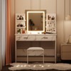 Vanity Desk with Mirror and Lights, Tri-Color LED Makeup Vanity Table with Power Outlet, 2 Drawers, 6 Shelves, Modern Bedroom for Women - 3 of 4