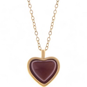 Anna-Kaci Women's Heart-Shaped Pendant Necklace with Chain- Gold - 1 of 4